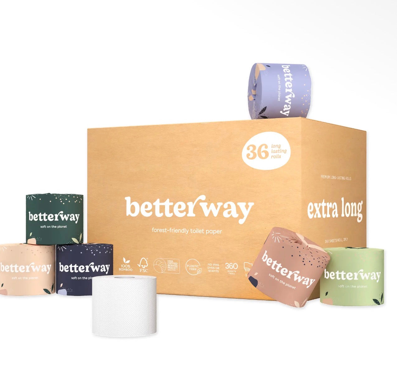 Betterway Bamboo Toilet Paper - 36 Rolls