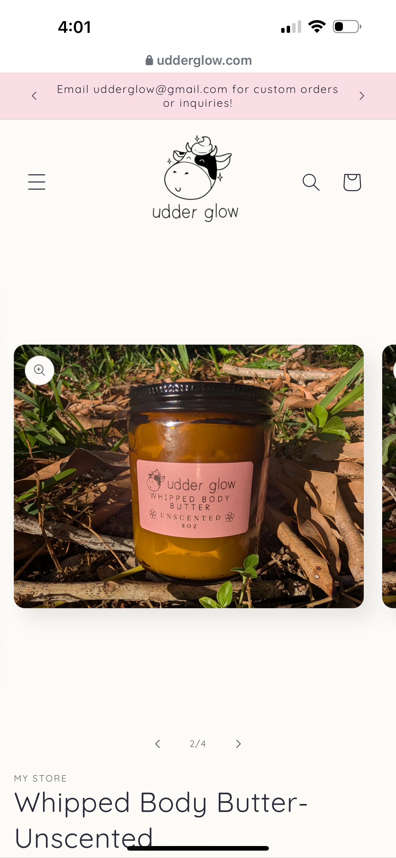 Udder Glow Whipped Body Butter- Unscented