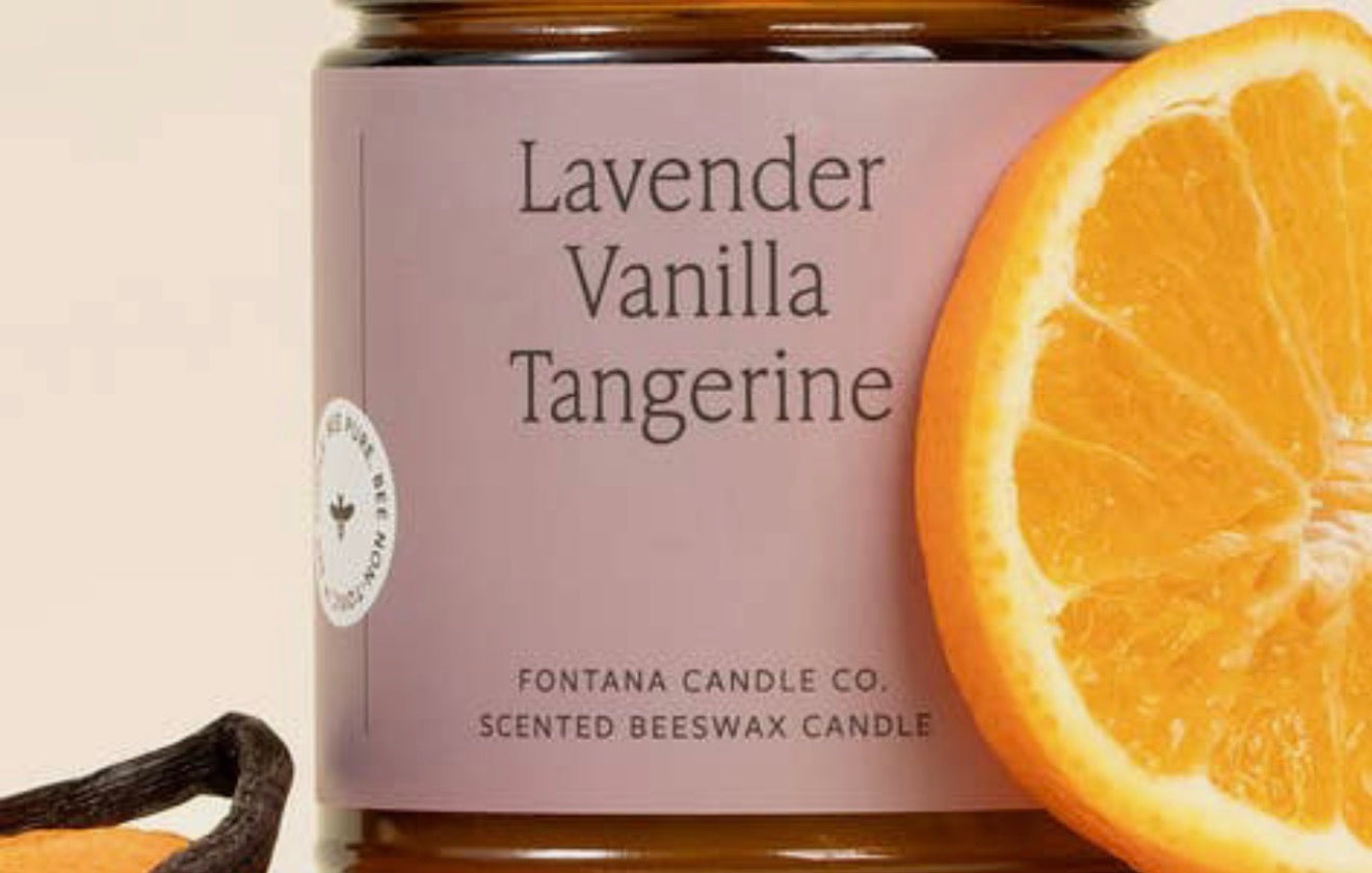 Fontana Candle Lavender Vanilla Tanger Essential Oil Beeswax Jar Candle