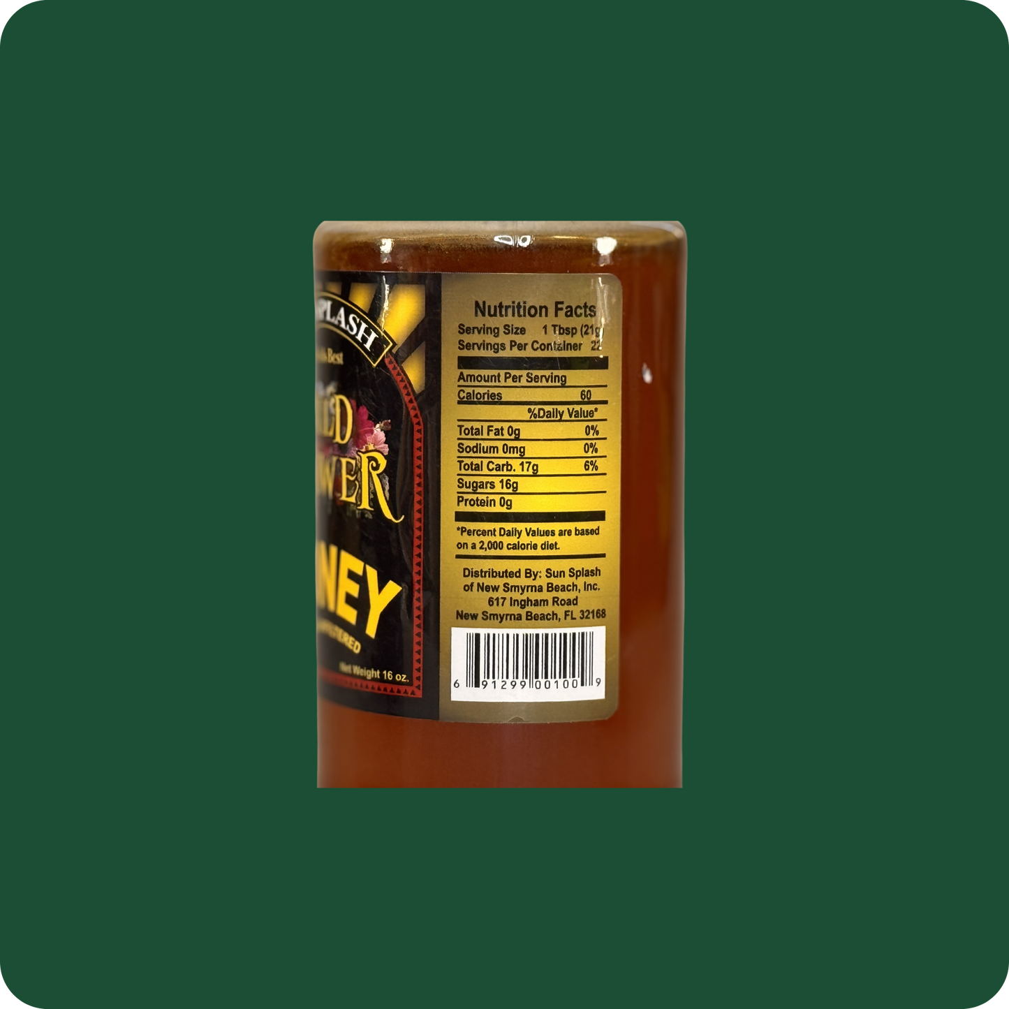 Sunsplash Raw Honey - 16oz  (Wild Flower)