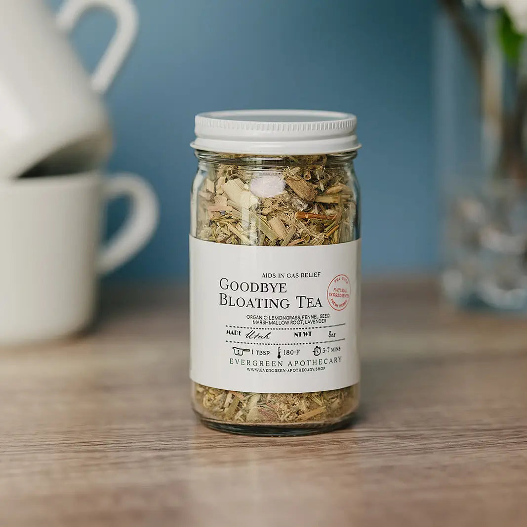 Goodbye Bloating Tea, 8oz Glass Jar