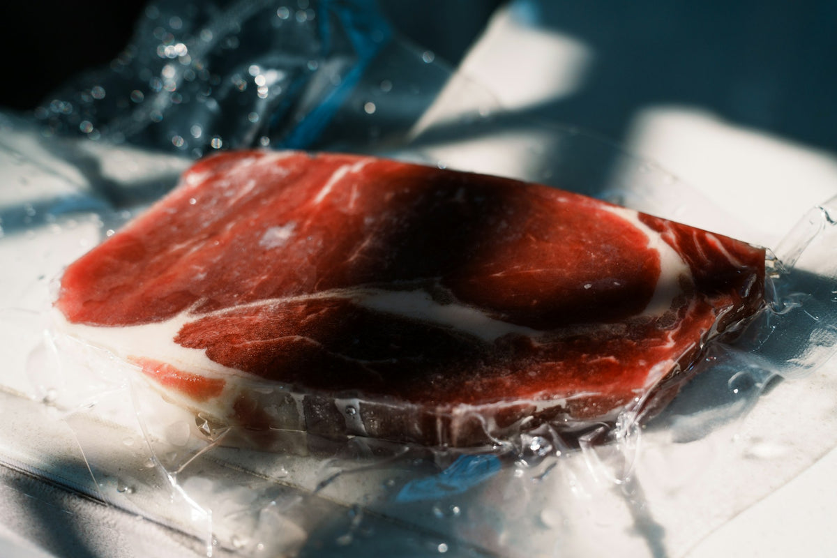 A vacuum-packed grass-fed steak ready for the freezer