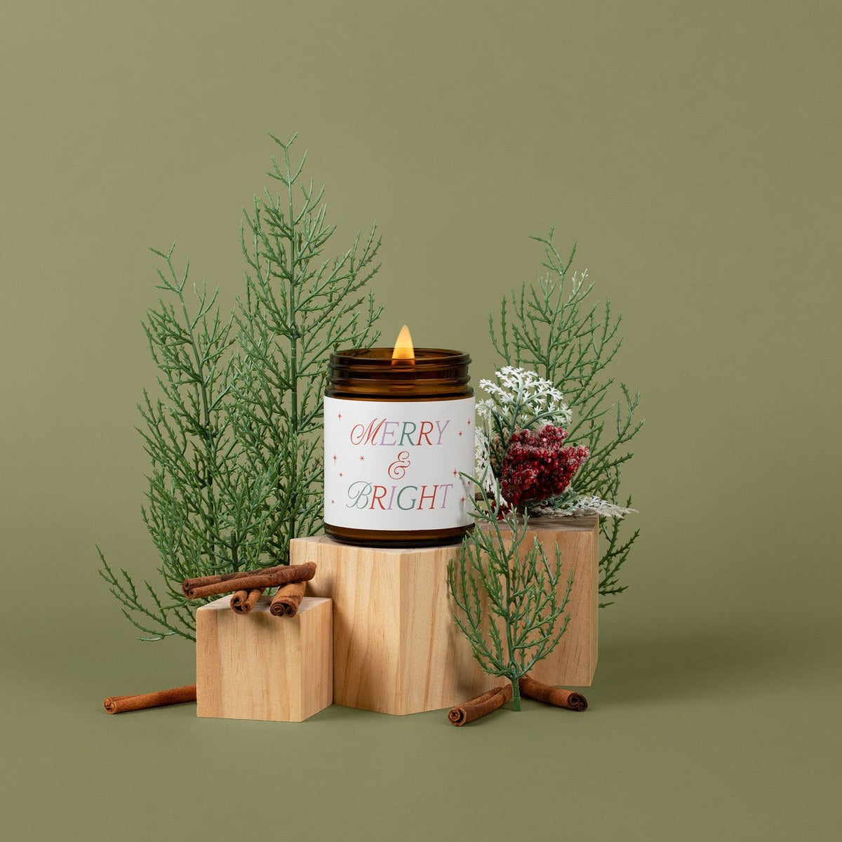 Merry & Bright Beeswax Jar Candle, Citrus Peel & Pine