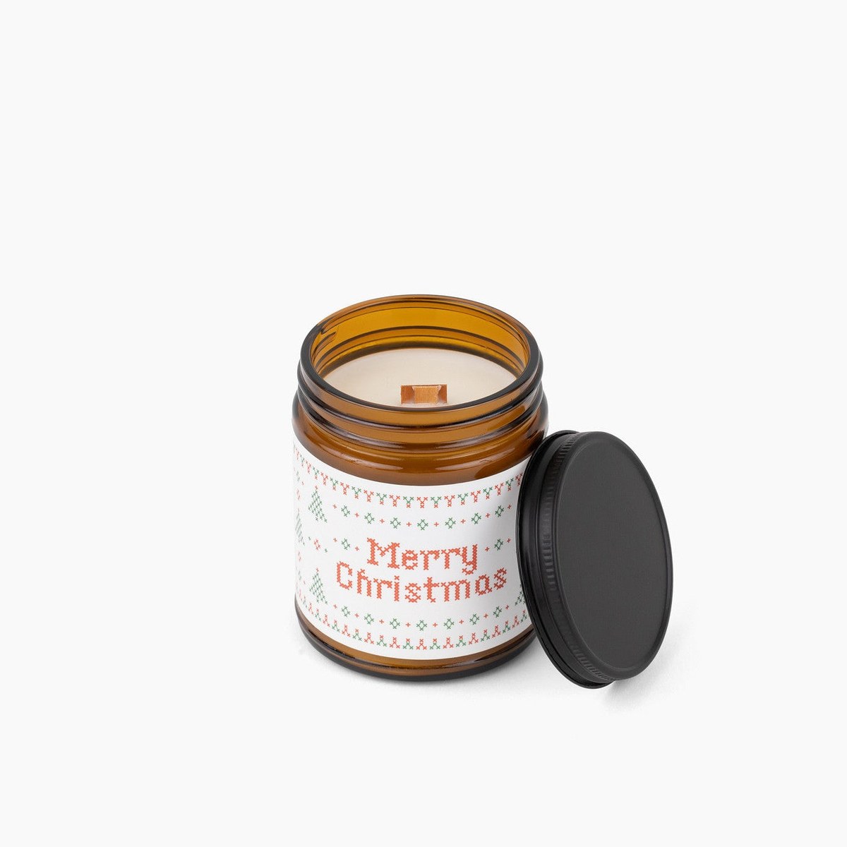 Merry Christmas Beeswax Jar Candle, Warm Flannel