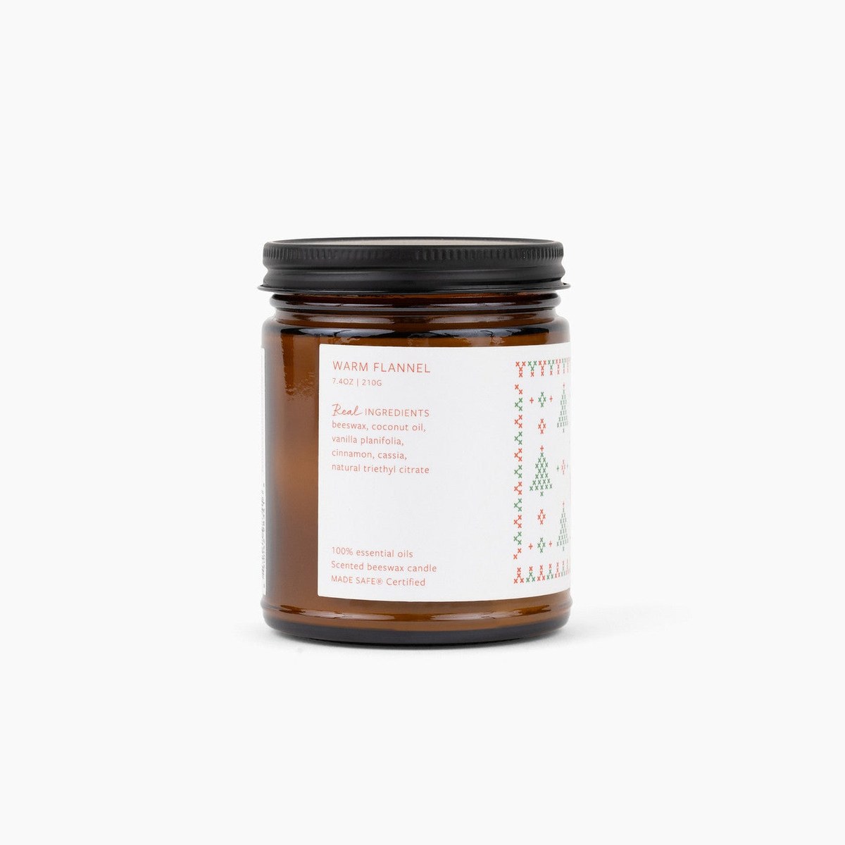 Merry Christmas Beeswax Jar Candle, Warm Flannel