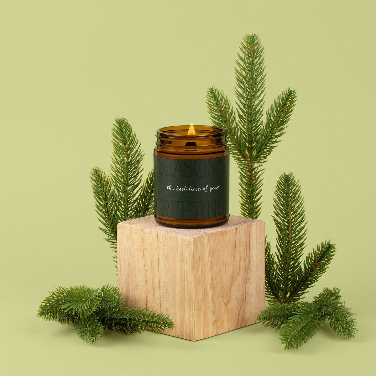 Season's Greetings Beeswax Jar Candle, Fir Needle & Pine
